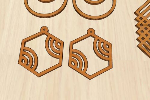 طرح گوشواره چوبی گردویی هفت ضلعی برش لیزری اجزای - laser cut walnut septagon shaped wooden earring components ve - برای دستگاه CNC چوب و لیزر (سی ان سی)