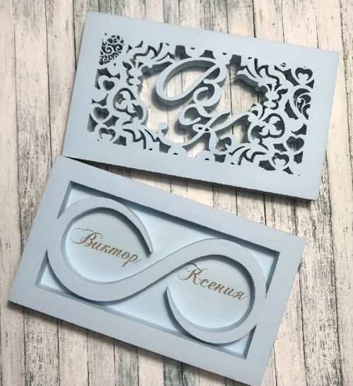 طرح جعبه عروسی برش لیزری برای حلقه های نامزدی - laser cut wedding box for engagement rings ve - برای دستگاه CNC چوب و لیزر (سی ان سی)
