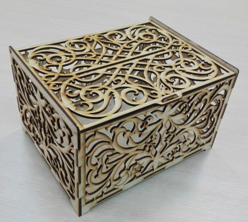 طرح جعبه کارت عروسی برش لیزری با شیارهای آزاد - laser cut wedding card box with slot ve - برای دستگاه CNC چوب و لیزر (سی ان سی)
