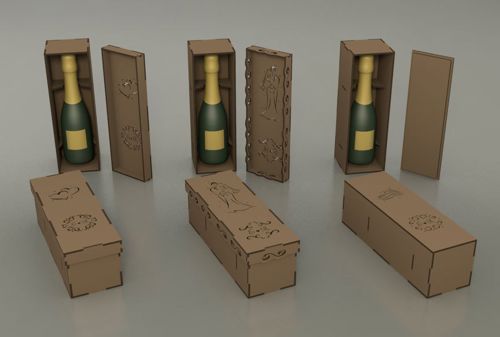 طرح جعبه نوشابه برش لیزری عروسی 3mm - laser cut wedding ceremony wine box 3mm ve - برای دستگاه CNC چوب و لیزر (سی ان سی)