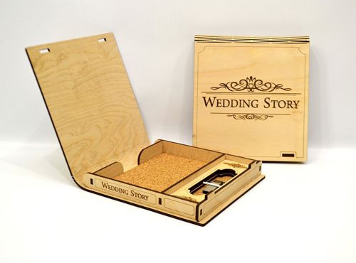 طرح برش لیزری عروسی عکس فلش درایو جعبه - laser cut wedding photo flash drive box ve - برای دستگاه CNC چوب و لیزر (سی ان سی)
