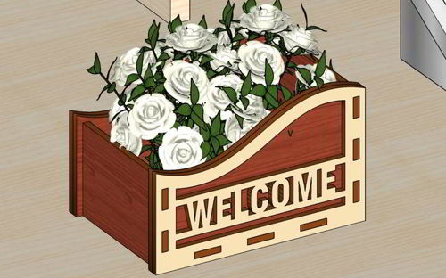 طرح سبد گل چوبی خوشامدگویی برش لیزری سبد گل تزئینی سبد هدیه - laser cut welcome wooden flower basket decorative gift basket ve - برای دستگاه CNC چوب و لیزر (سی ان سی)