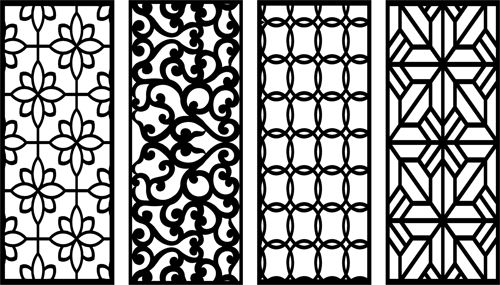 طرح برش لیزری پنجره گل شبکه استنسیل پانل‌های دایره‌ای مجموعه - laser cut window floral lattice stencil circular panels set - برای دستگاه CNC چوب و لیزر (سی ان سی)