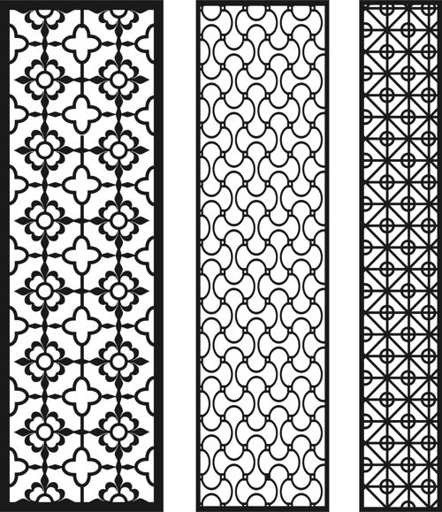 طرح الگوهای درز گلدار برش لیزری پنجره مشبک - laser cut window lattice floral seamless patterns set - برای دستگاه CNC چوب و لیزر (سی ان سی)