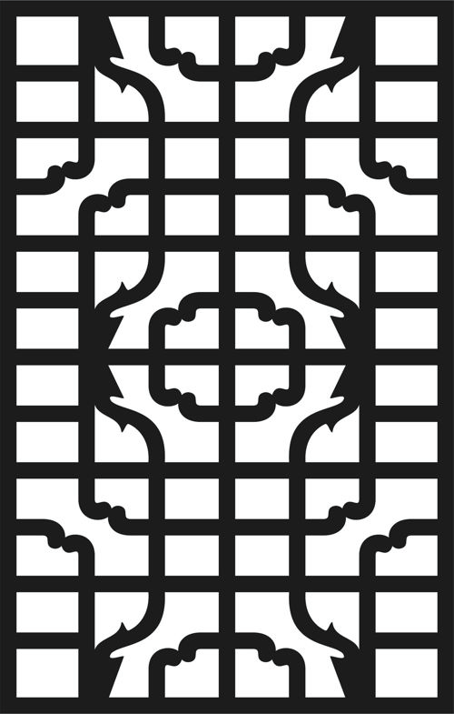 طرح برش لیزری پنجره درز گل شبکه استنسیل الگو - laser cut window seamless floral lattice stencil pattern - برای دستگاه CNC چوب و لیزر (سی ان سی)
