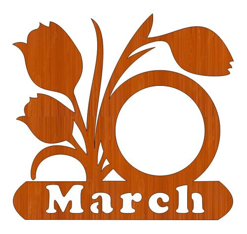 طرح قاب عکس چوبی برش لیزری روز زن به شکل گل - laser cut women day flower shaped wooden photo frame ve - برای دستگاه CNC چوب و لیزر (سی ان سی)