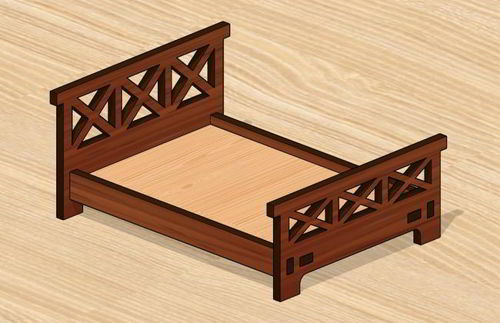 طرح تخت چوبی برش لیزری خانه عروسکی - laser cut wood bed dollhouse - برای دستگاه CNC چوب و لیزر (سی ان سی)