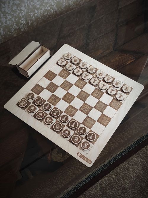 طرح مجموعه و جعبه شطرنج چوبی برش لیزری - laser cut wood chess set and box ve - برای دستگاه CNC چوب و لیزر (سی ان سی)