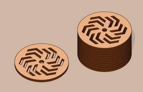 طرح زیرلیوانی چوبی برش لیزری الگو - laser cut wood coaster template - برای دستگاه CNC چوب و لیزر (سی ان سی)