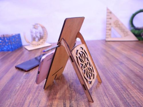 طرح میز تلفن چوبی برش لیزری پایه - laser cut wood desk phone stand ve - برای دستگاه CNC چوب و لیزر (سی ان سی)