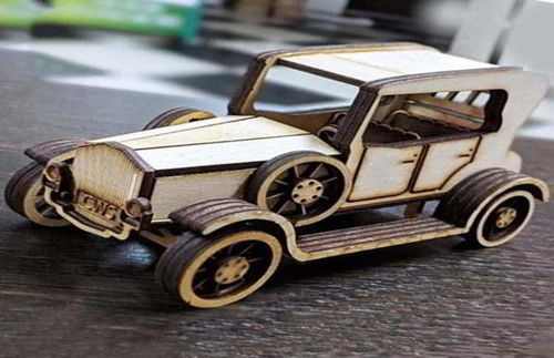 طرح پازل چوبی سه بعدی برش لیزری ماشین فورد ماشین - laser cut wooden 3d puzzle ford car ve - برای دستگاه CNC چوب و لیزر (سی ان سی)