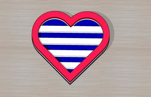 طرح برش لیزری چوبی چهارم ژوئیه قلب نشان - laser cut wooden 4th of july heart badge - برای دستگاه CNC چوب و لیزر (سی ان سی)