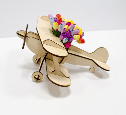 طرح مدل هواپیمای چوبی برش لیزری گلدان پایه گلدان گیاه گلدان - laser cut wooden airplane model flower stand plant pot ve - برای دستگاه CNC چوب و لیزر (سی ان سی)