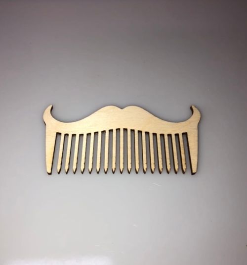 طرح ریش و سبیل چوبی برش خورده با لیزر شانه - laser cut wooden beard and moustache comb ve - برای دستگاه CNC چوب و لیزر (سی ان سی)