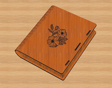 طرح جعبه کتاب چوبی برش لیزری طرح گل - laser cut wooden book box flower design ve - برای دستگاه CNC چوب و لیزر (سی ان سی)