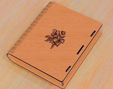 طرح جعبه کتاب چوبی برش لیزری گل حکاکی - laser cut wooden book box flower engraved ve - برای دستگاه CNC چوب و لیزر (سی ان سی)