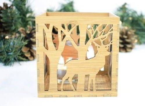 طرح چراغ گوزن در جنگل حفاظت با برش لیزر جعبه چوبی - laser cut wooden box lamp deer in the forest ve - برای دستگاه CNC چوب و لیزر (سی ان سی)