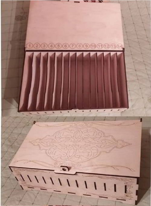 طرح جعبه چوبی برش لیزری با سلول - laser cut wooden box with cells ve - برای دستگاه CNC چوب و لیزر (سی ان سی)