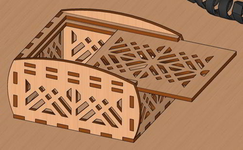 طرح جعبه چوبی برش لیزری با درب کشویی تزئینی جعبه جواهرات - laser cut wooden box with sliding lid decorative gift jewelry box ve - برای دستگاه CNC چوب و لیزر (سی ان سی)