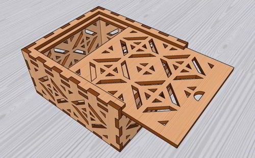 طرح جعبه چوبی برش لیزری با درب کشویی، تزئینات، جعبه جواهرات، قاب - laser cut wooden box with sliding lid ornaments storage jewelry box ve - برای دستگاه CNC چوب و لیزر (سی ان سی)