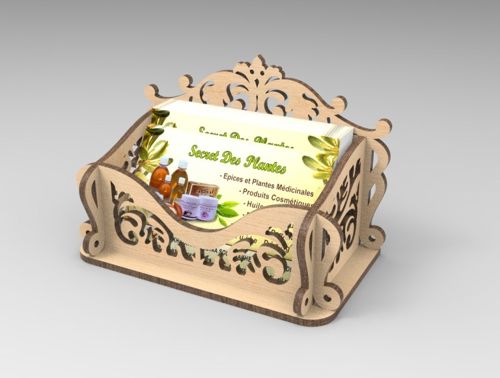 طرح جعبه نگهدارنده کارت چوبی برش لیزری جعبه - laser cut wooden card holder box - برای دستگاه CNC چوب و لیزر (سی ان سی)