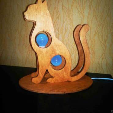 طرح چراغ گربه چوبی برش لیزری چوبی سه بعدی چراغ حیوانی وسیله - laser cut wooden cat lamp wooden 3d animal lamp ve - برای دستگاه CNC چوب و لیزر (سی ان سی)