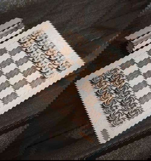 طرح تخته شطرنج چوبی برش لیزری و مهره‌های آن - laser cut wooden chess board and pieces ve - برای دستگاه CNC چوب و لیزر (سی ان سی)