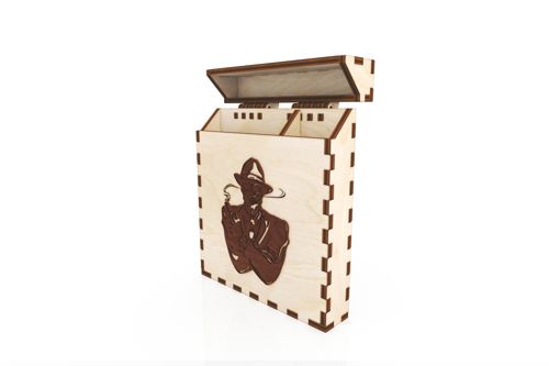 طرح جعبه سیگار چوبی برش لیزری میلی‌متری پوشش - laser cut wooden cigarette box 100mm ve - برای دستگاه CNC چوب و لیزر (سی ان سی)