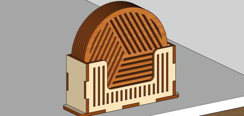 طرح نگهدارنده زیرلیوانی چوبی برش لیزری پایه تزئینی - laser cut wooden coaster holder decorative stand - برای دستگاه CNC چوب و لیزر (سی ان سی)