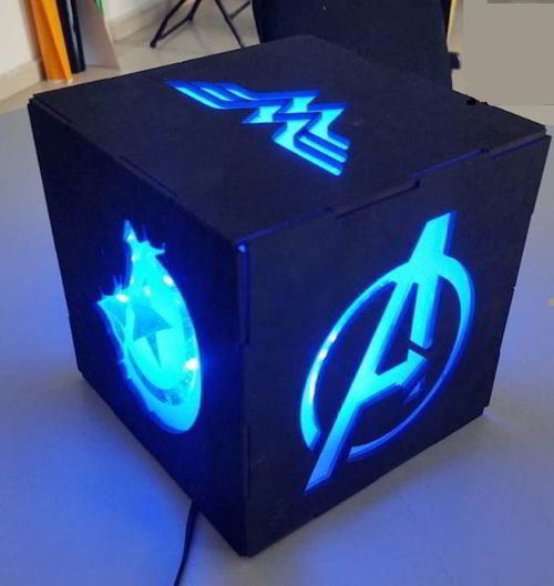 طرح لامپ LED مکعب چوبی برش لیزری - laser cut wooden cube led lamp ve - برای دستگاه CNC چوب و لیزر (سی ان سی)
