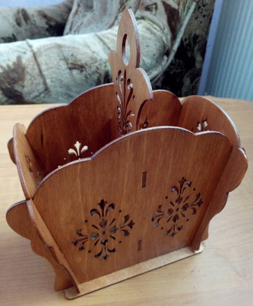 طرح کارد و چنگال چوبی برش لیزری جعبه کادویی - laser cut wooden cutlery caddy ve - برای دستگاه CNC چوب و لیزر (سی ان سی)
