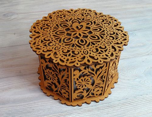 طرح جعبه هدیه چوبی هشت ضلعی تزئینی برش لیزری جعبه نگهداری جواهرات - laser cut wooden decorative octagon gift box jewelry storage box ve - برای دستگاه CNC چوب و لیزر (سی ان سی)
