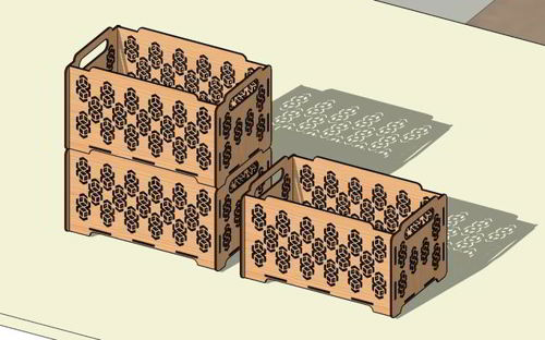 طرح جعبه چوبی تزئینی برش لیزری قابل چیدمان - laser cut wooden decorative stackable box ve - برای دستگاه CNC چوب و لیزر (سی ان سی)