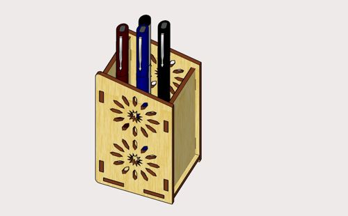 طرح میز چوبی برش لیزری مداد نگهدارنده مداد مدل میلی متر طرح - laser cut wooden desk organizer pen pencil holder stand model 3 mm plan - برای دستگاه CNC چوب و لیزر (سی ان سی)