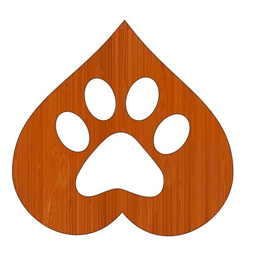طرح برش لیزری چوبی سگ پنجه بیلچه شیشه - laser cut wooden dog paw spade ve - برای دستگاه CNC چوب و لیزر (سی ان سی)