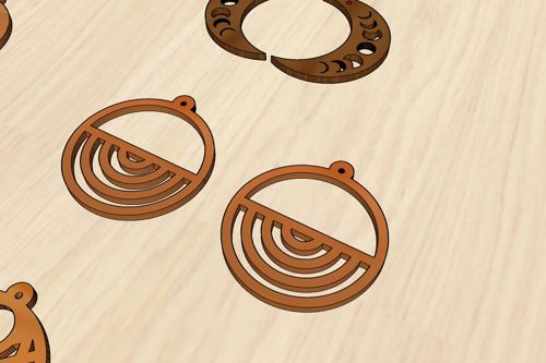 طرح گوشواره‌های چوبی برش لیزری دایره ای برش خورده برای جواهرات سازی - laser cut wooden earrings circular cut out for jewelry making ve - برای دستگاه CNC چوب و لیزر (سی ان سی)