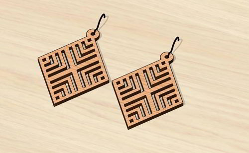 طرح گوشواره‌های چوبی برش لیزری - laser cut wooden earrings - برای دستگاه CNC چوب و لیزر (سی ان سی)