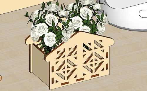 طرح سبد گل چوبی برش لیزری سبد هدیه - laser cut wooden flower basket gift basket - برای دستگاه CNC چوب و لیزر (سی ان سی)