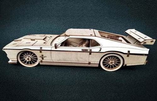 طرح مدل سه بعدی ماشین فورد موستانگ چوبی برش لیزری کیت پازل - laser cut wooden ford mustang car 3d model puzzle kit ve - برای دستگاه CNC چوب و لیزر (سی ان سی)
