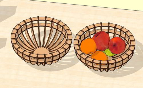 طرح کاسه میوه چوبی برش لیزری - laser cut wooden fruit bowl ve - برای دستگاه CNC چوب و لیزر (سی ان سی)