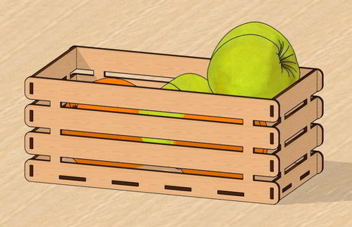 طرح سبد میوه چوبی برش لیزری جعبه - laser cut wooden fruit crate basket - برای دستگاه CNC چوب و لیزر (سی ان سی)