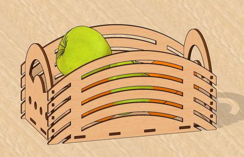 طرح سبد هدیه میوه چوبی برش لیزری - laser cut wooden fruit gift basket ve - برای دستگاه CNC چوب و لیزر (سی ان سی)