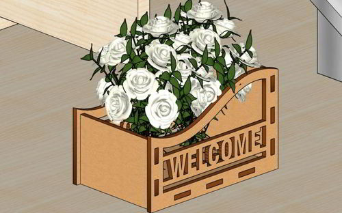 طرح سبد گل چوبی برش لیزری سبد گل - laser cut wooden gift basket flower basket - برای دستگاه CNC چوب و لیزر (سی ان سی)