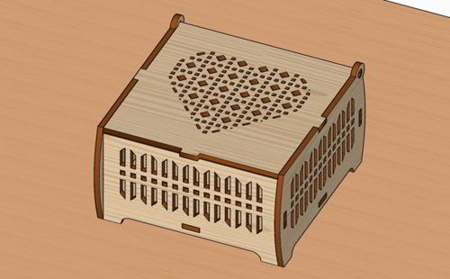 طرح جعبه کادو چوبی برش لیزری با جعبه جواهرات قلبی - laser cut wooden gift box with heart jewelry box ve - برای دستگاه CNC چوب و لیزر (سی ان سی)