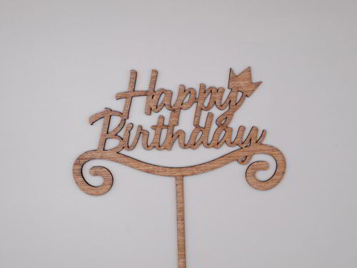 طرح برش لیزری چوبی کیک تولدت مبارک - laser cut wooden happy birthday cake topper ve - برای دستگاه CNC چوب و لیزر (سی ان سی)
