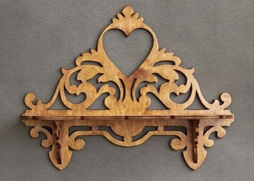طرح قفسه دیواری چوبی قلبی برش لیزری - laser cut wooden heart decor wall shelf ve - برای دستگاه CNC چوب و لیزر (سی ان سی)