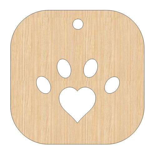 طرح برش لیزری چوبی به شکل قلب سگ پنجه - laser cut wooden heart shaped dog paw ve - برای دستگاه CNC چوب و لیزر (سی ان سی)
