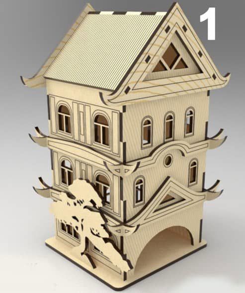 طرح مدل سه بعدی خانه چوبی برش لیزری - laser cut wooden house 3d model ve - برای دستگاه CNC چوب و لیزر (سی ان سی)