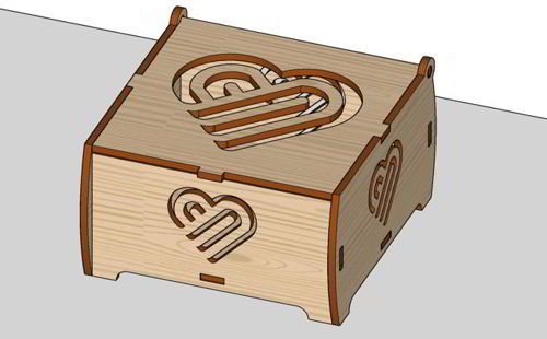 طرح جعبه جواهرات چوبی برش لیزری جعبه هدیه با قلب - laser cut wooden jewelry box gift box with heart ve - برای دستگاه CNC چوب و لیزر (سی ان سی)