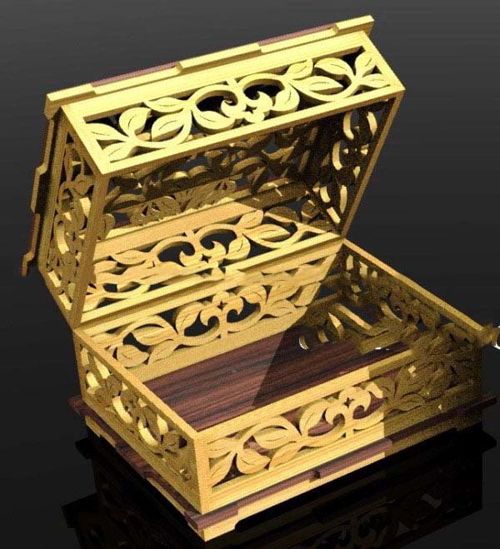 طرح جعبه جواهرات چوبی برش لیزری جعبه هدیه عروسی - laser cut wooden jewelry box wedding gift box ve - برای دستگاه CNC چوب و لیزر (سی ان سی)